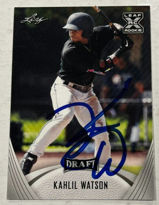 KAHLIL WATSON SIGNED 2021 LEAF DRAFT BASEBALL ROOKIE CARD AUTO