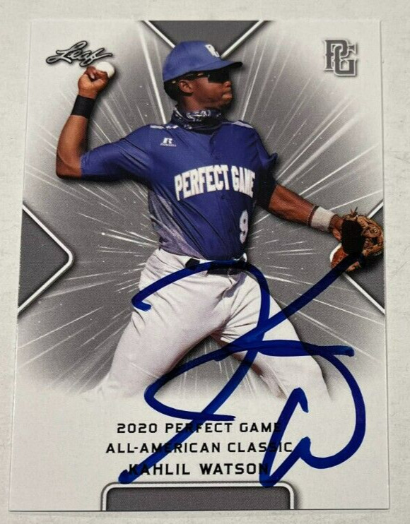 KAHLIL WATSON SIGNED 2020 LEAF PERFECT GAME BASEBALL ROOKIE CARD AUTO