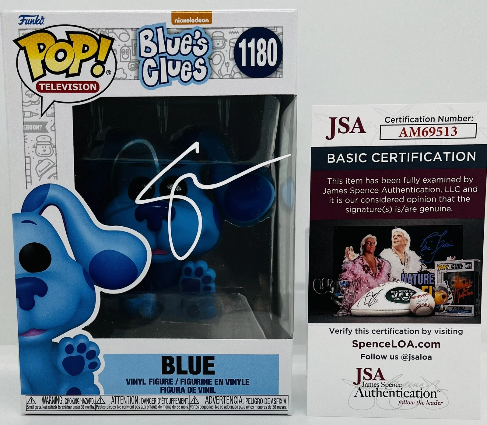 STEVE BURNS SIGNED BLUE FUNKO POP FIGURE BLUE'S CLUES TV SHOW JSA COA