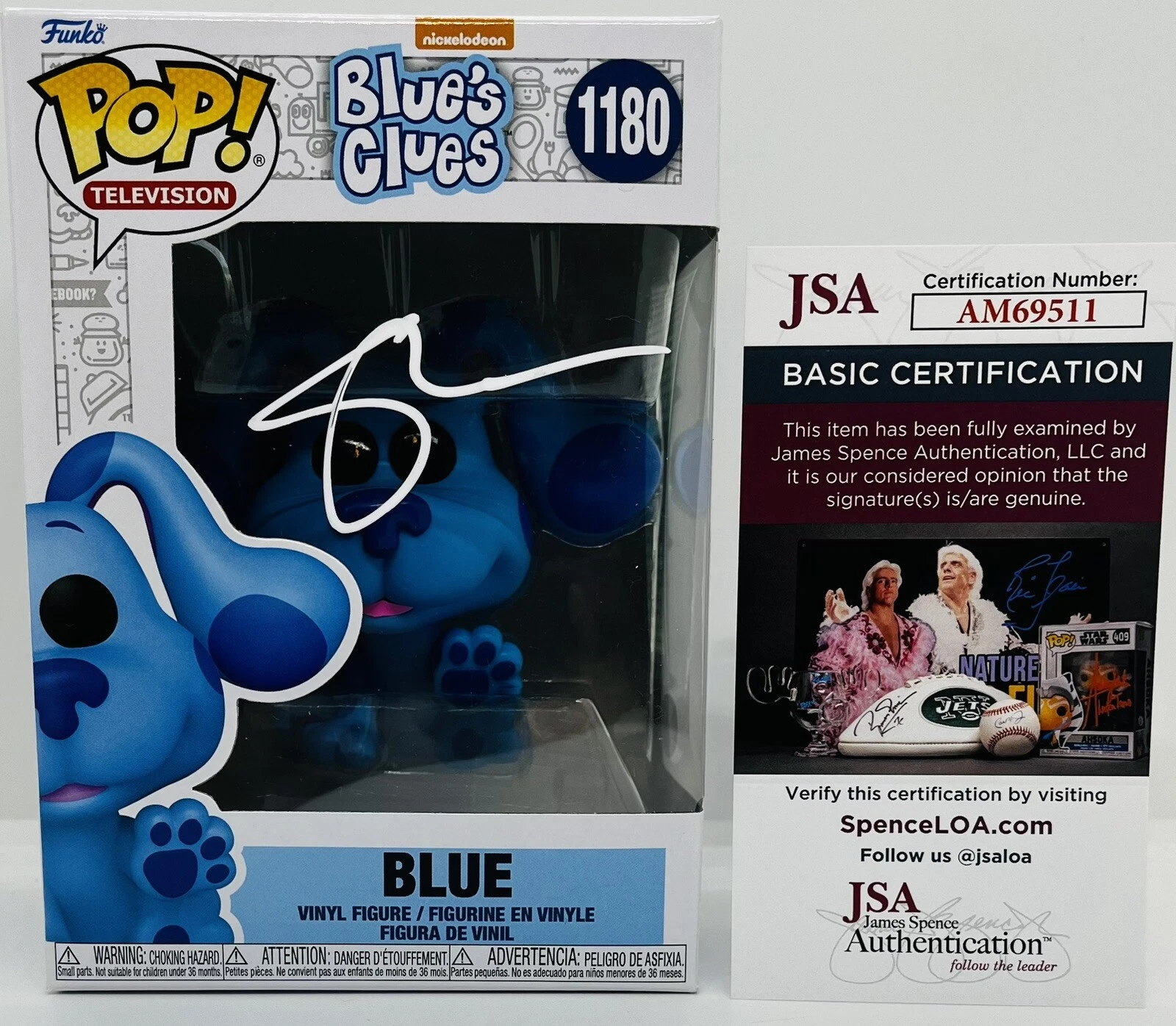 STEVE BURNS SIGNED BLUE FUNKO POP FIGURE BLUE'S CLUES TV SHOW JSA COA