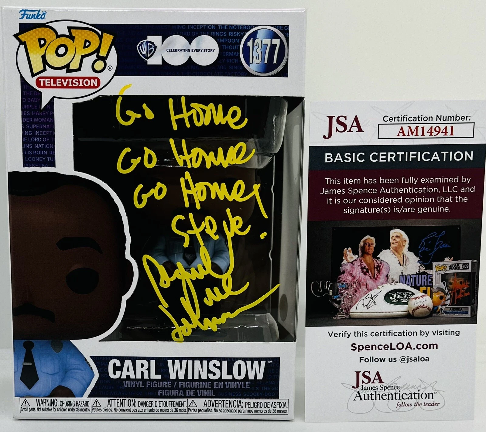 REGINALD VELJOHNSON SIGNED CARL WINSLOW POP FUNKO FIGURE FAMILY MATTERS JSA COA