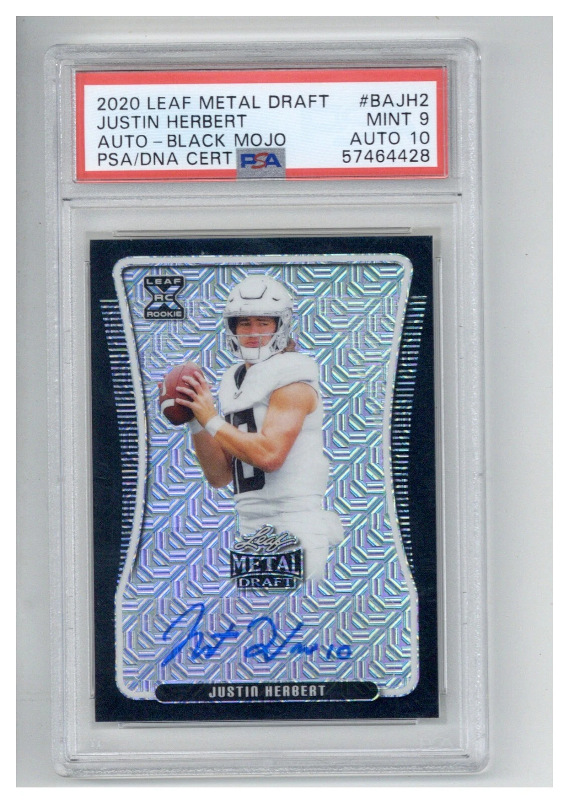 2020 Leaf Metal Justin Herbert Black Mojo /7 PSA 9 10