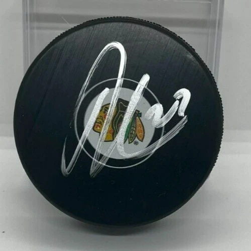 LUKAS REICHEL SIGNED CHICAGO BLACKHAWKS HOCKEY PUCK W/ CASE COA