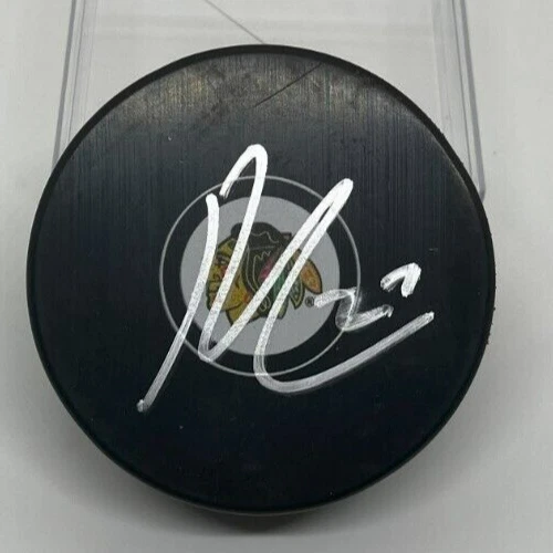 LUKAS REICHEL SIGNED CHICAGO BLACKHAWKS HOCKEY PUCK W/ CASE COA