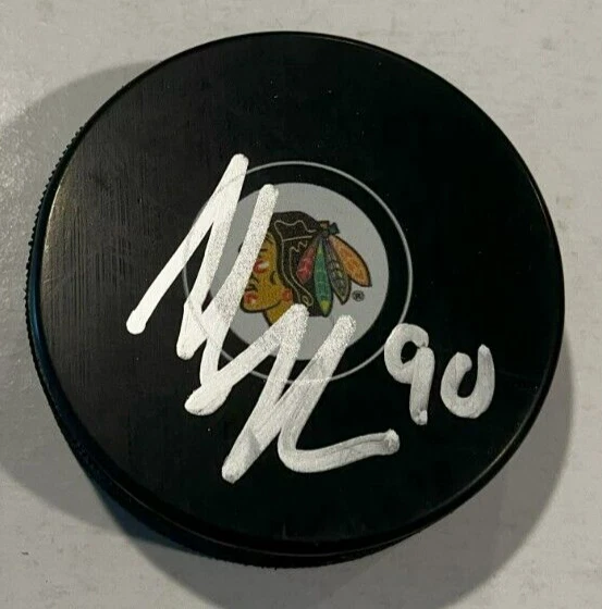 TYLER JOHNSON SIGNED CHICAGO BLACKHAWKS HOCKEY PUCK W/ CASE COA