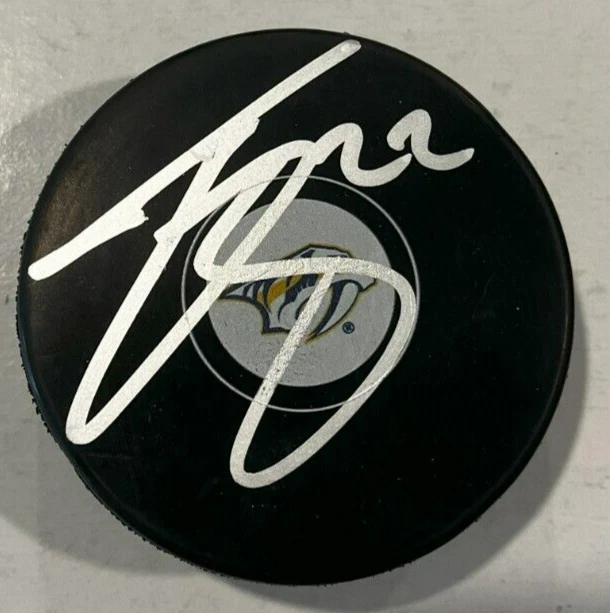 TYSON BARRIE SIGNED NASHVILLE PREDATORS HOCKEY PUCK W/ CASE COA