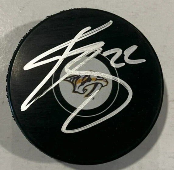 TYSON BARRIE SIGNED NASHVILLE PREDATORS HOCKEY PUCK W/ CASE COA