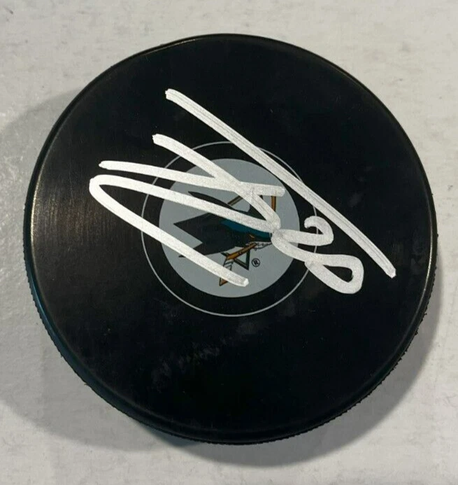 FABIAN ZETTERLUND SIGNED SAN JOSE SHARKS HOCKEY PUCK W/ CASE COA