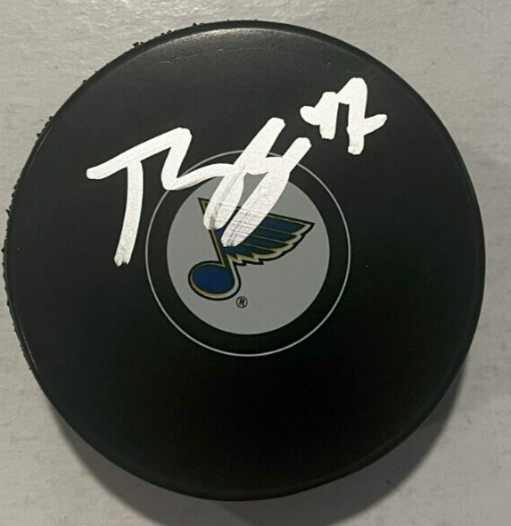 TOREY KRUG SIGNED ST LOUIS BLUES HOCKEY PUCK W/ CASE COA