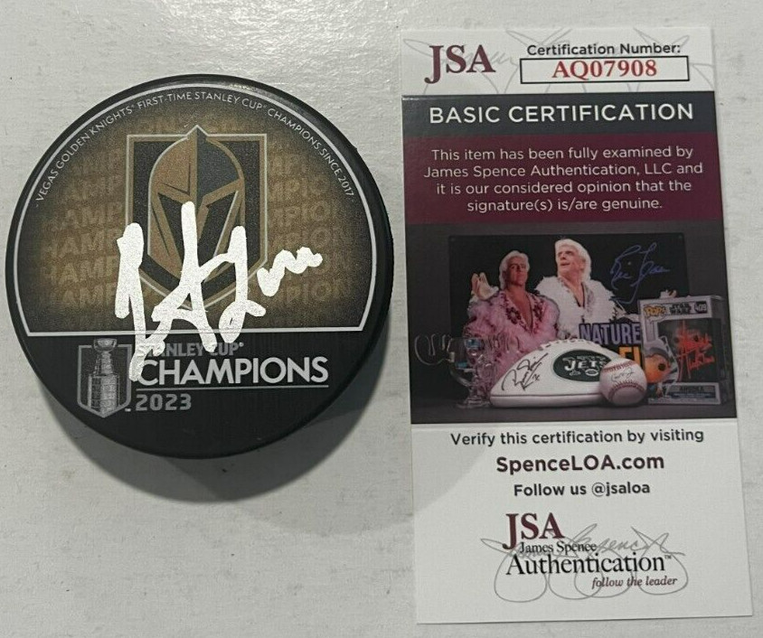 IVAN BARBASHEV SIGNED VEGAS GOLDEN KNIGHTS 2023 STANLEY CUP PUCK W/ CASE JSA COA