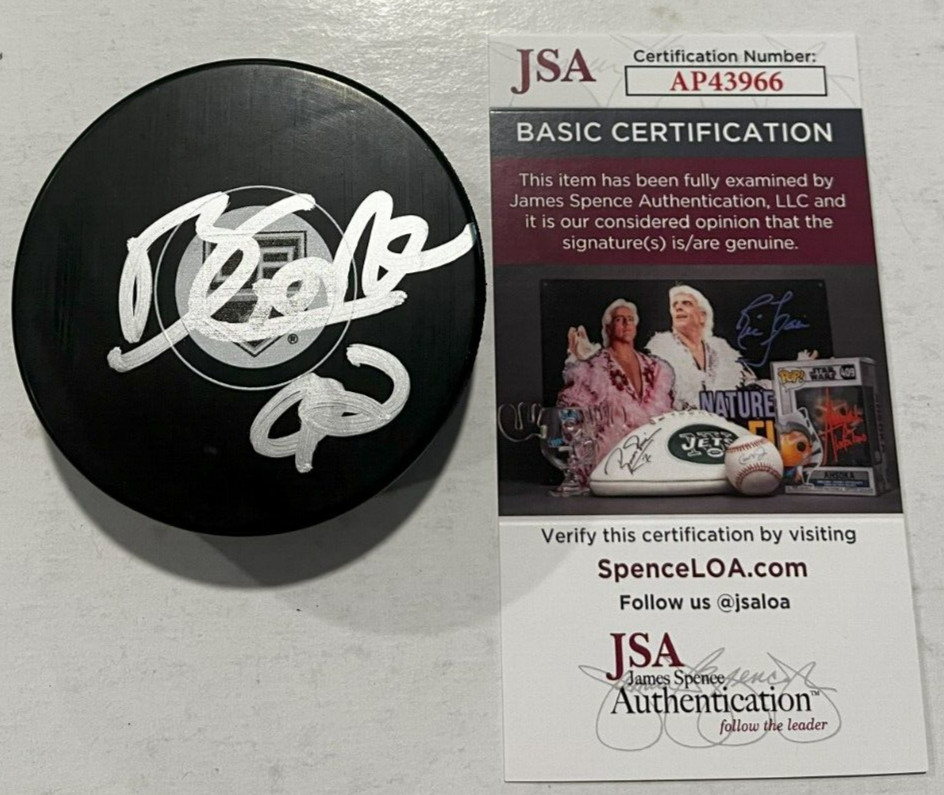 BRANDT CLARKE SIGNED LOS ANGELES KINGS HOCKEY PUCK W/ CASE JSA COA