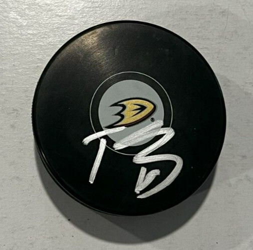 TROY TERRY SIGNED ANAHEIM DUCKS HOCKEY PUCK W/ CASE COA