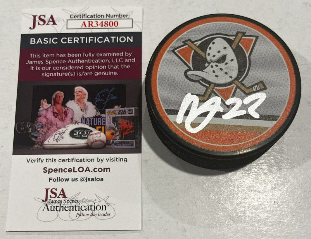 MASON MCTAVISH SIGNED ANAHEIM DUCKS HOCKEY PUCK W/ CASE JSA COA