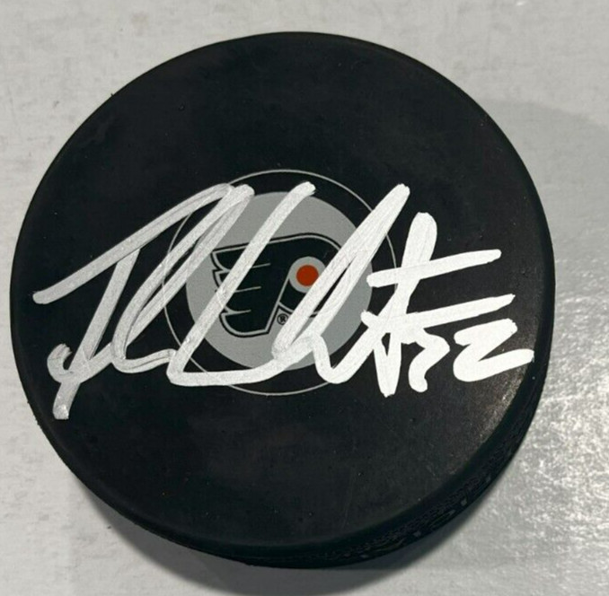 FELIX SANDSTROM SIGNED PHILADELPHIA FLYERS HOCKEY PUCK W/ CASE COA