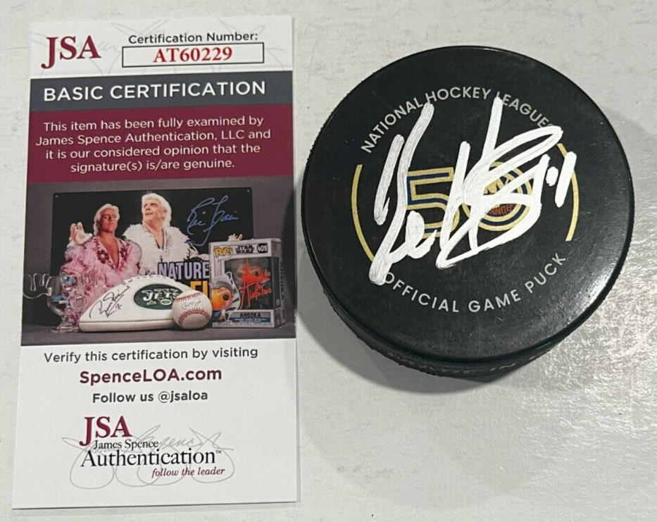 BO HORVAT SIGNED NEW YORK ISLANDERS GAME HOCKEY PUCK W/ CASE JSA COA