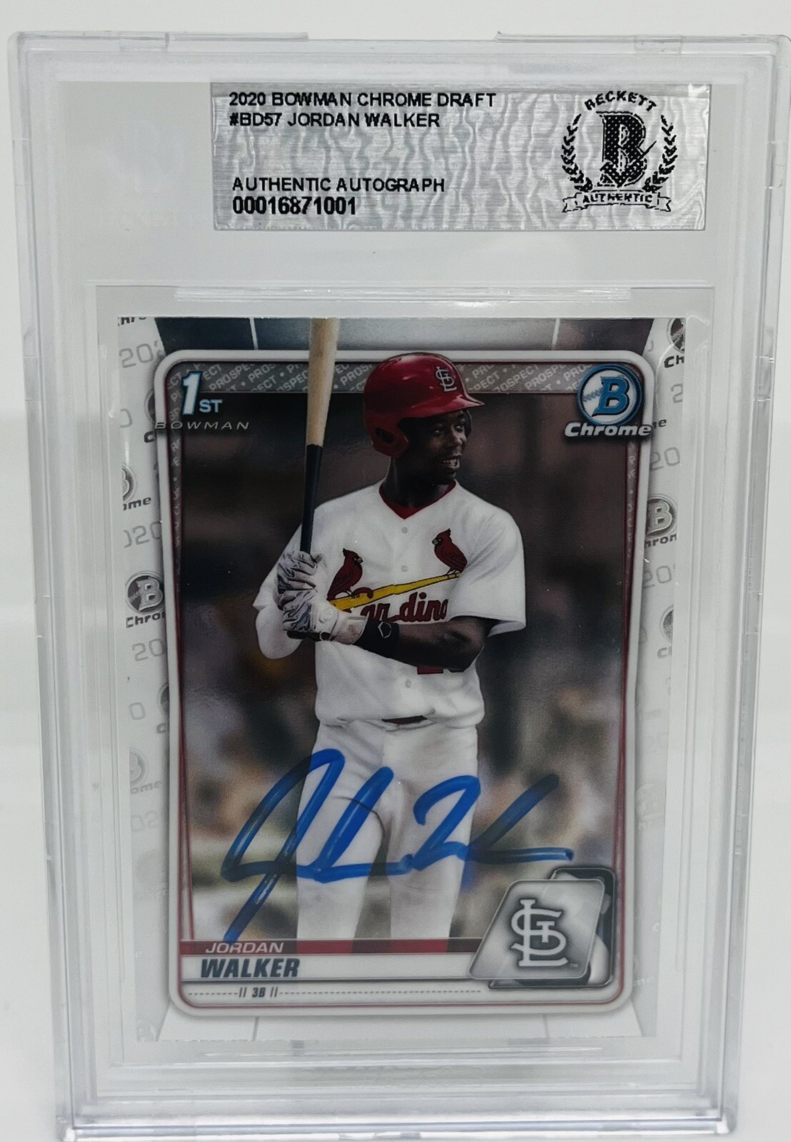 JORDAN WALKER SIGNED 2020 BOWMAN CHROME DRAFT ROOKIE CARD BECKETT BAS AUTO