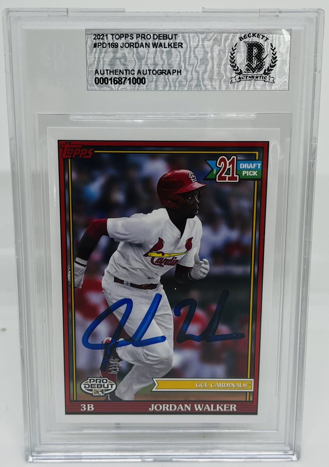 JORDAN WALKER SIGNED 2021 TOPPS PRO DEBUT ROOKIE CARD BASEBALL BECKETT BAS AUTO