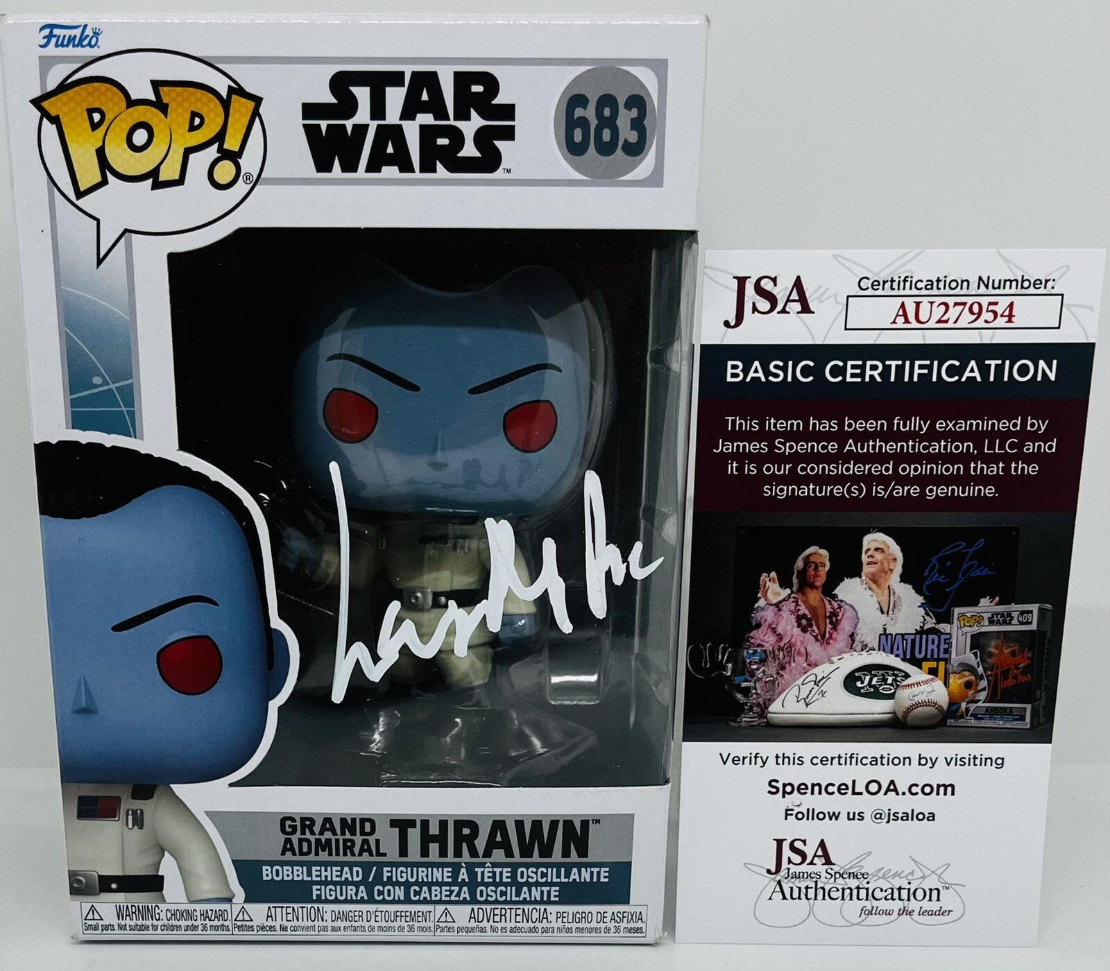 LARS MIKKELSEN SIGNED GRAND ADMIRAL THRAWN FUNKO POP STAR WARS AHSOKA JSA COA