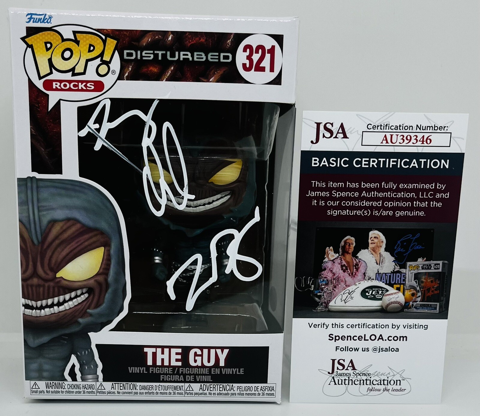 DISTURBED BAND SIGNED THE GUY FUNKO POP FIGURE DAVID DRAIMAN DONEGAN WENGREN JSA