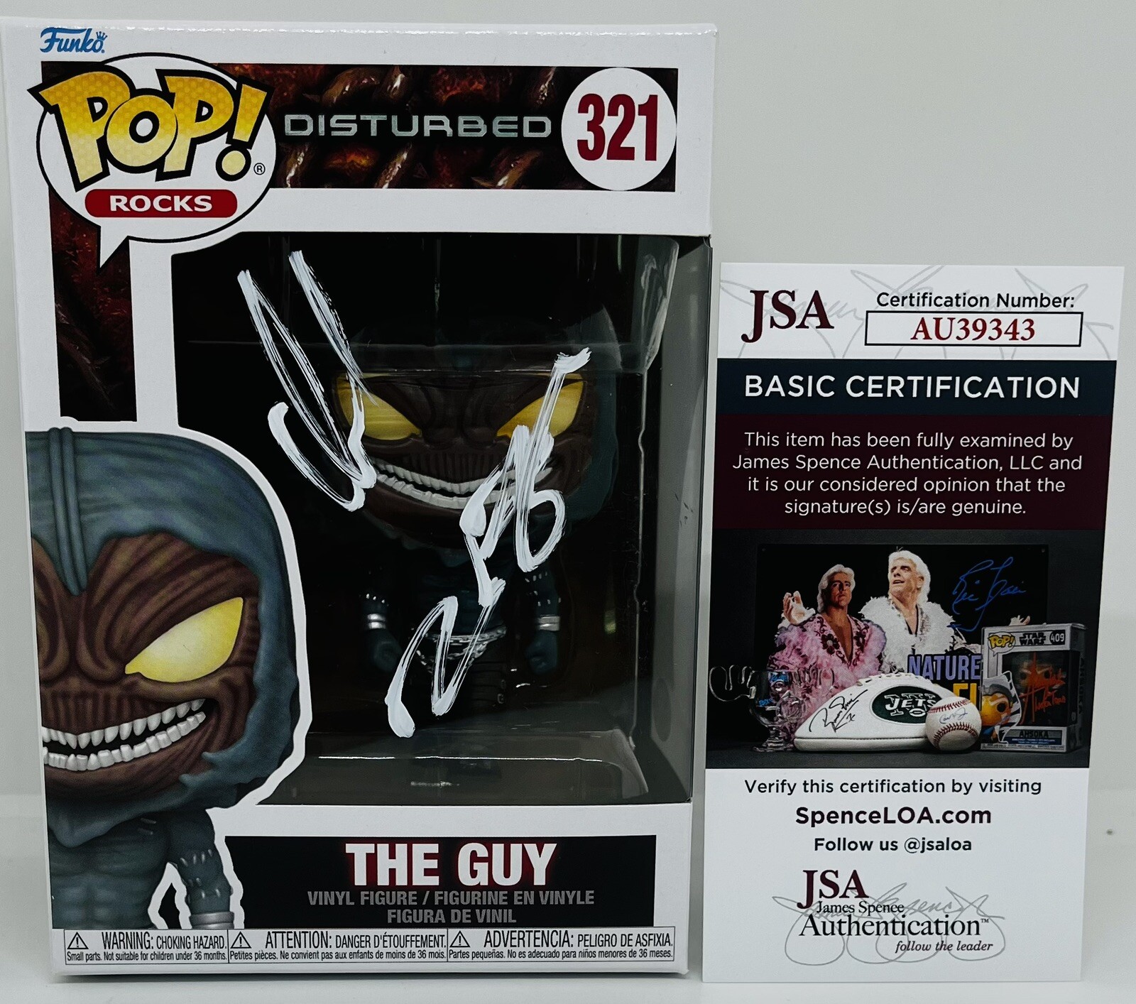 DISTURBED BAND SIGNED THE GUY FUNKO POP FIGURE DAVID DRAIMAN DAN DONEGAN JSA COA