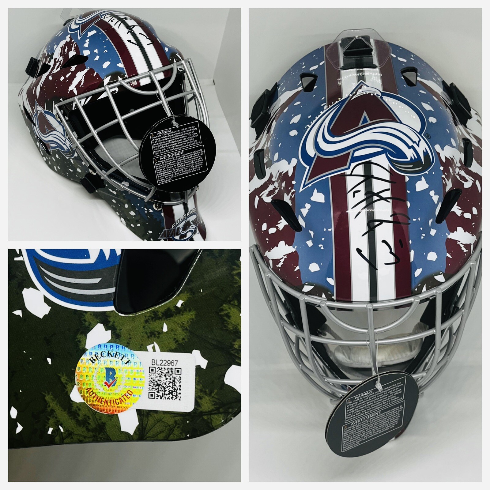 PATRICK ROY SIGNED COLORADO AVALANCHE FULL SIZE GOALIE HELMET MASK BAS COA