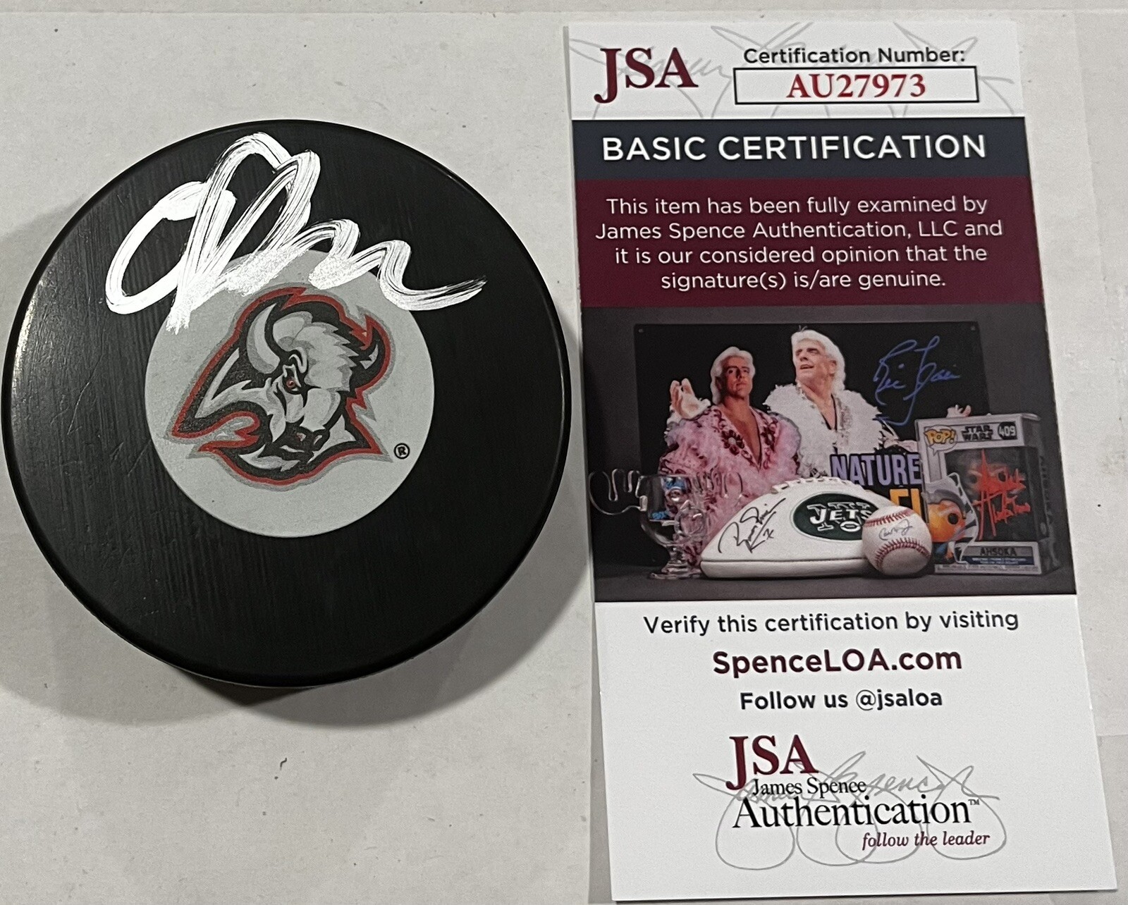 OWEN POWER SIGNED BUFFALO SABRES HOCKEY PUCK W/ CASE JSA COA