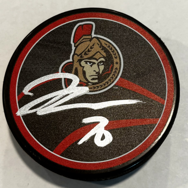 JOONAS KORPISALO SIGNED AUTOGRAPHED OTTAWA SENATORS HOCKEY PUCK W/ CASE COA