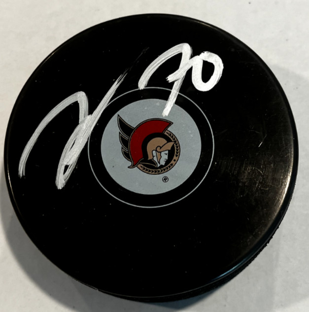 JOONAS KORPISALO SIGNED AUTOGRAPHED OTTAWA SENATORS HOCKEY PUCK W/ CASE COA