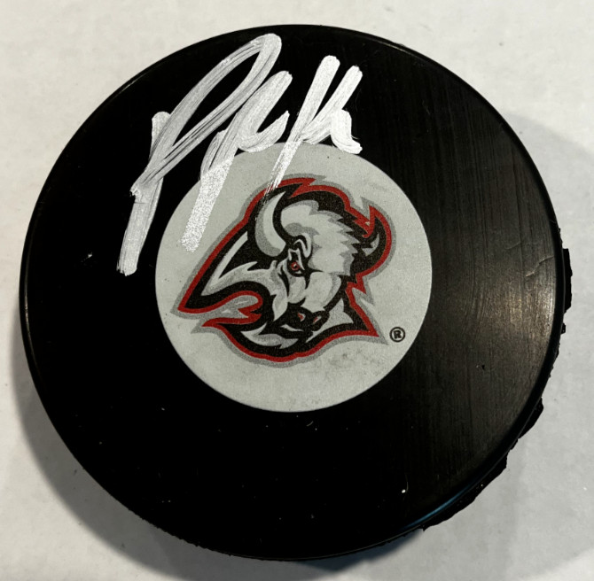 PEYTON KREBS SIGNED AUTOGRAPHED BUFFALO SABRES HOCKEY PUCK W/ CASE COA