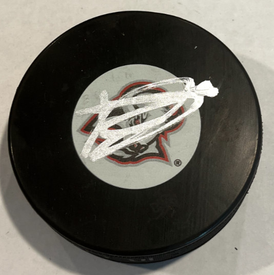DYLAN COZENS SIGNED AUTOGRAPHED BUFFALO SABRES HOCKEY PUCK W/ CASE COA