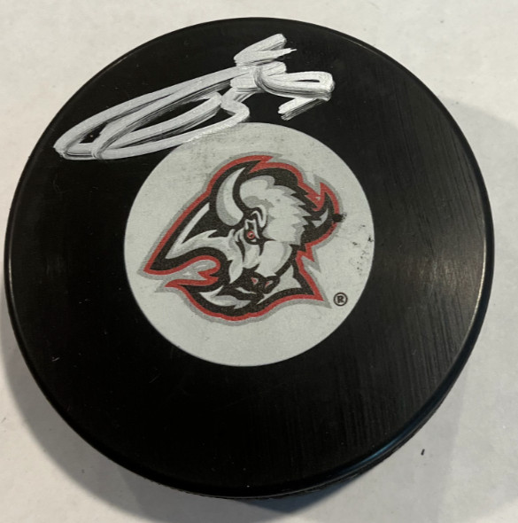 BOWEN BYRAM SIGNED AUTOGRAPHED BUFFALO SABRES HOCKEY PUCK W/ CASE COA