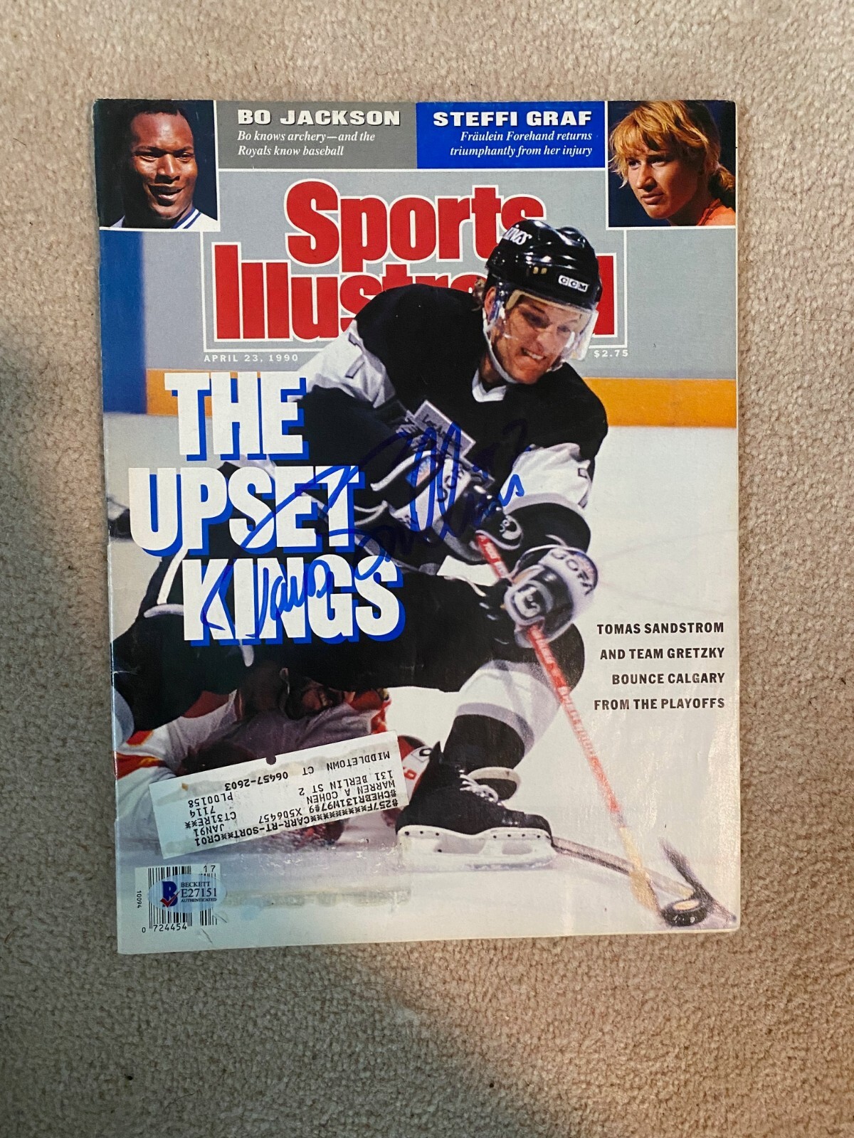 Tomas Sandstrom Signed 1990 Sports Illustrated Magazine Beckett BAS
