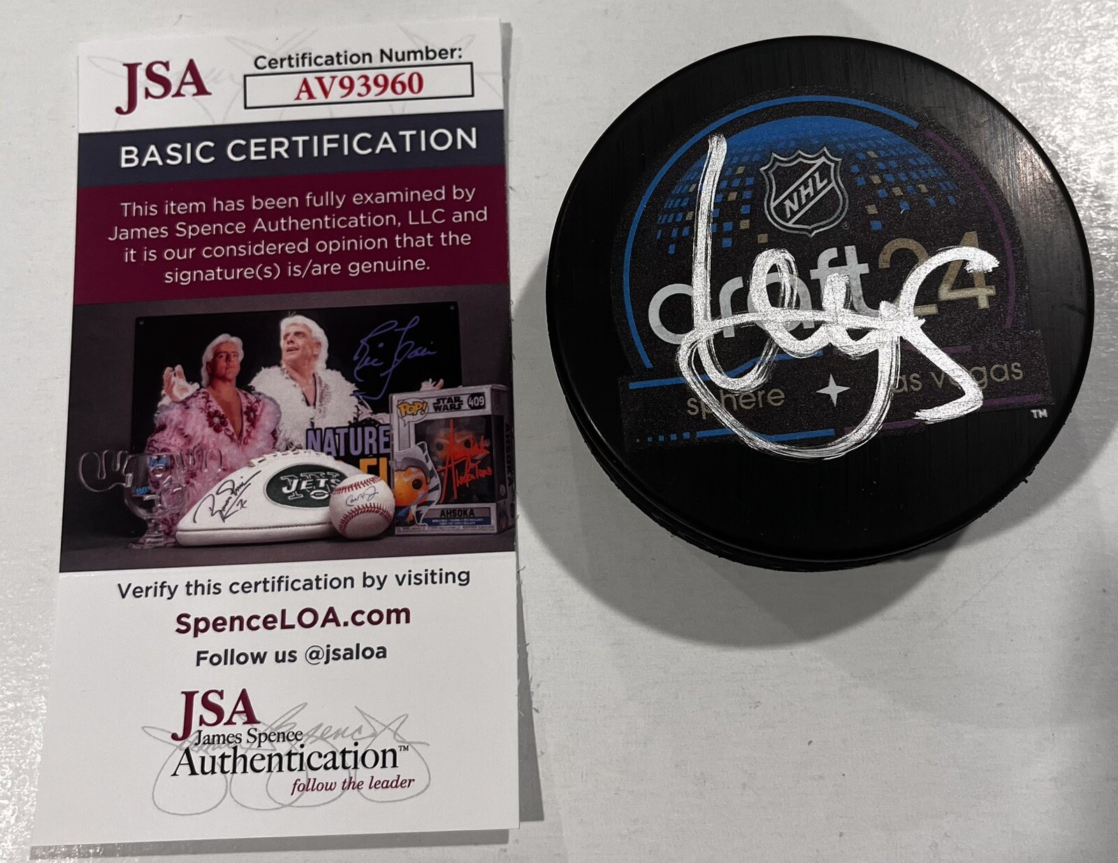 ARTYOM LEVSHUNOV SIGNED 2024 NHL DRAFT HOCKEY PUCK W CASE CHICAGO BLACKHAWKS JSA