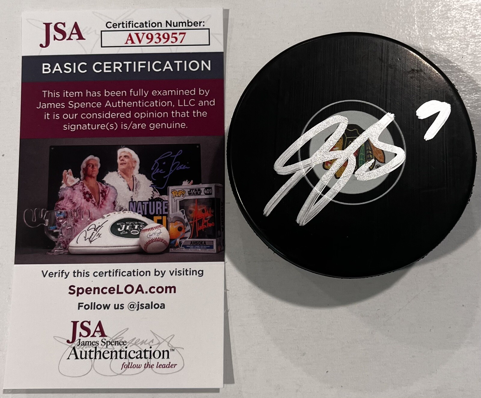 SACHA BOISVERT SIGNED CHICAGO BLACKHAWKS HOCKEY PUCK W/ CASE JSA COA