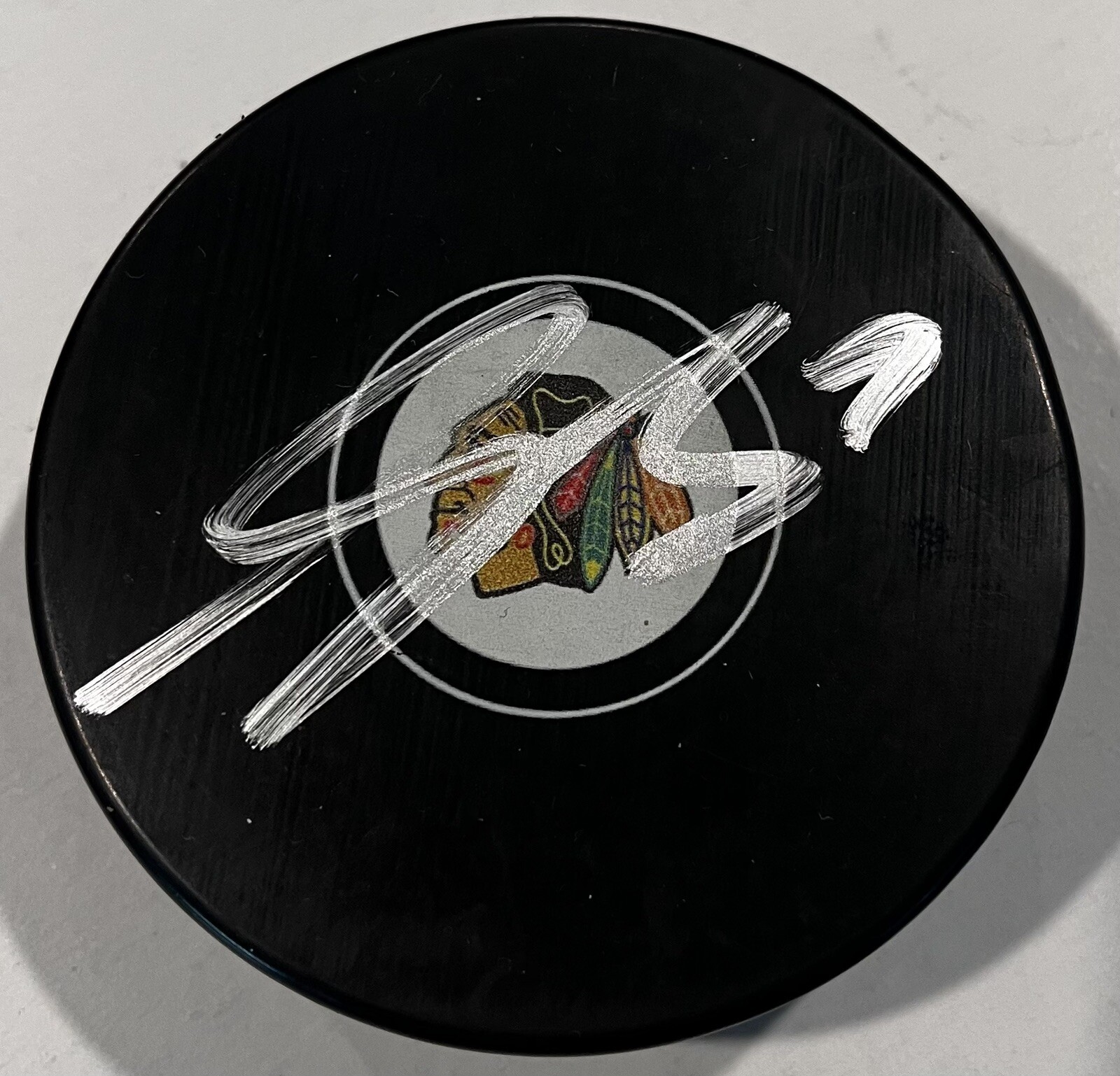 SACHA BOISVERT SIGNED CHICAGO BLACKHAWKS HOCKEY PUCK W/ CASE COA