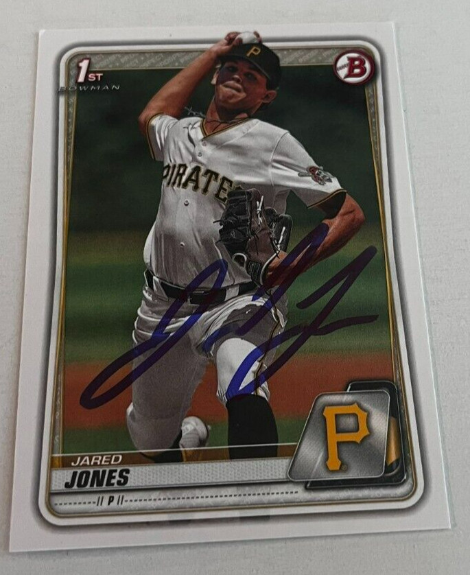 JARED JONES SIGNED 2020 BOWMAN DRAFT PROSPECT BASEBALL CARD AUTO