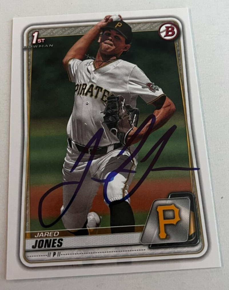 JARED JONES SIGNED 2020 BOWMAN DRAFT PROSPECT BASEBALL CARD AUTO