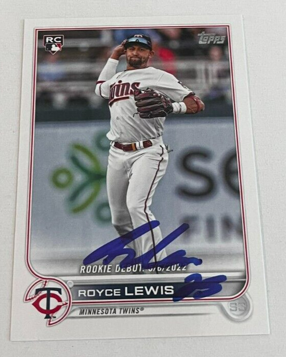 ROYCE LEWIS SIGNED 2022 TOPPS BASEBALL ROOKIE CARD AUTO