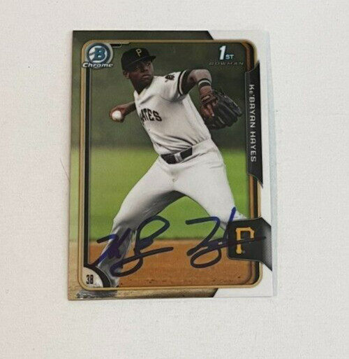 KE'BRYAN HAYES SIGNED 2015 BOWMAN CHROME DRAFT BASEBALL ROOKIE CARD AUTO