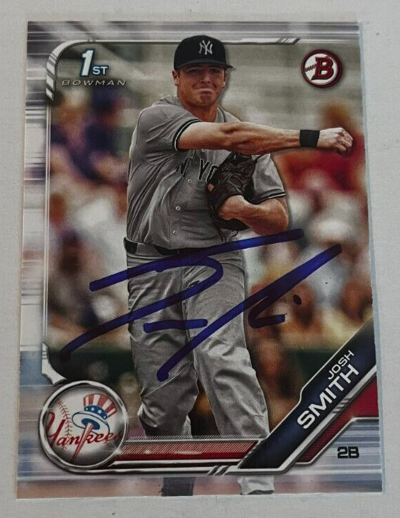 JOSH SMITH SIGNED 2019 BOWMAN DRAFT PROSPECT BASEBALL ROOKIE CARD AUTO