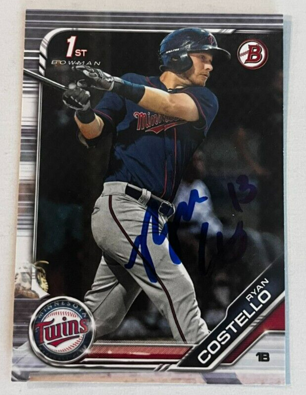 RYAN COSTELLO SIGNED 2019 BOWMAN PROSPECT BASEBALL ROOKIE CARD AUTO