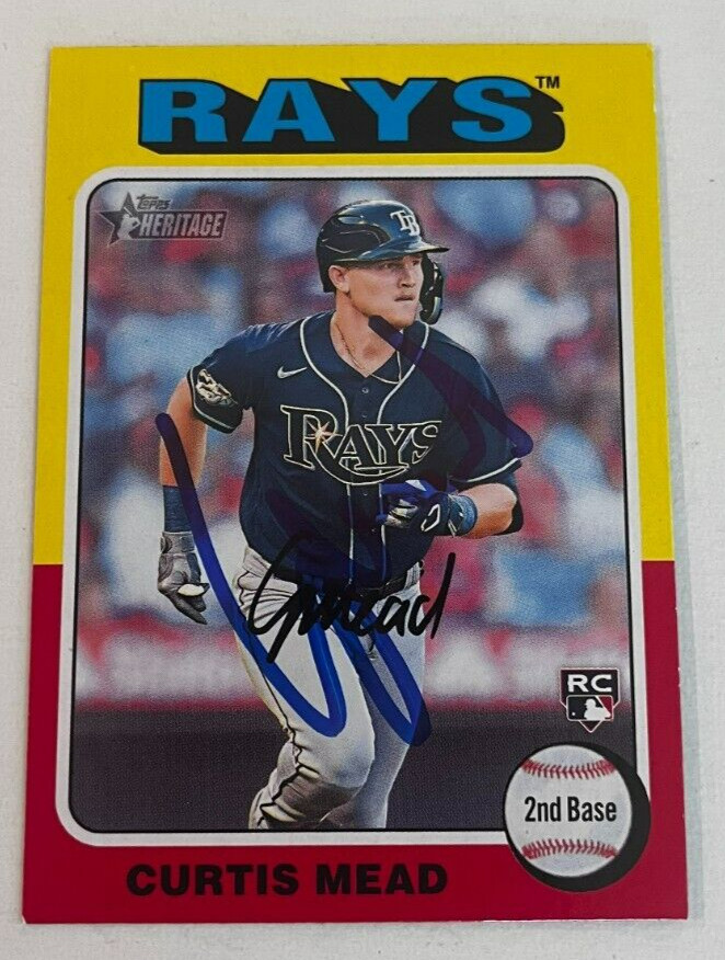 CURTIS MEAD SIGNED 2024 TOPPS HERITAGE BASEBALL CARD AUTO