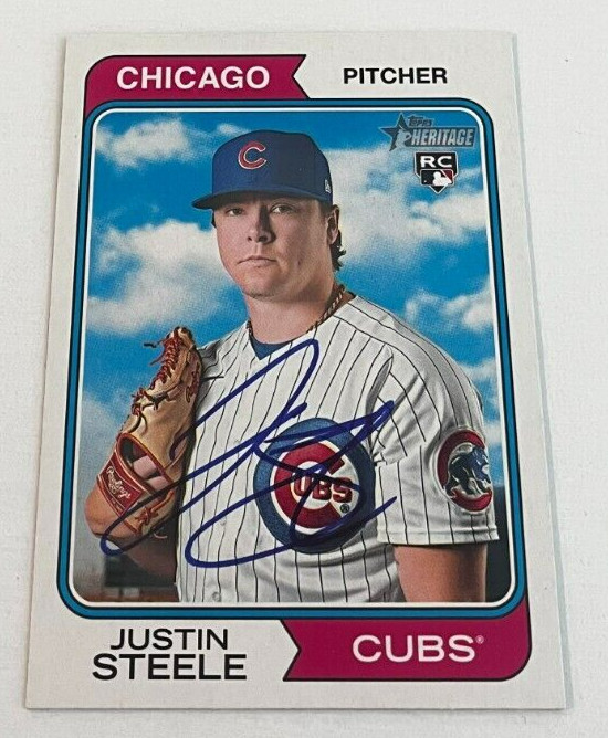 JUSTIN STEELE SIGNED 2023 TOPPS HERITAGE BASEBALL CARD AUTO
