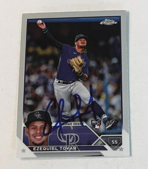 EZEQUIEL TOVAR SIGNED 2023 TOPPS CHROME BASEBALL CARD AUTO