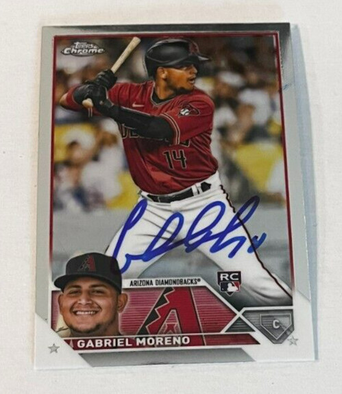 GABRIEL MORENO SIGNED 2023 TOPPS CHROME BASEBALL CARD AUTO