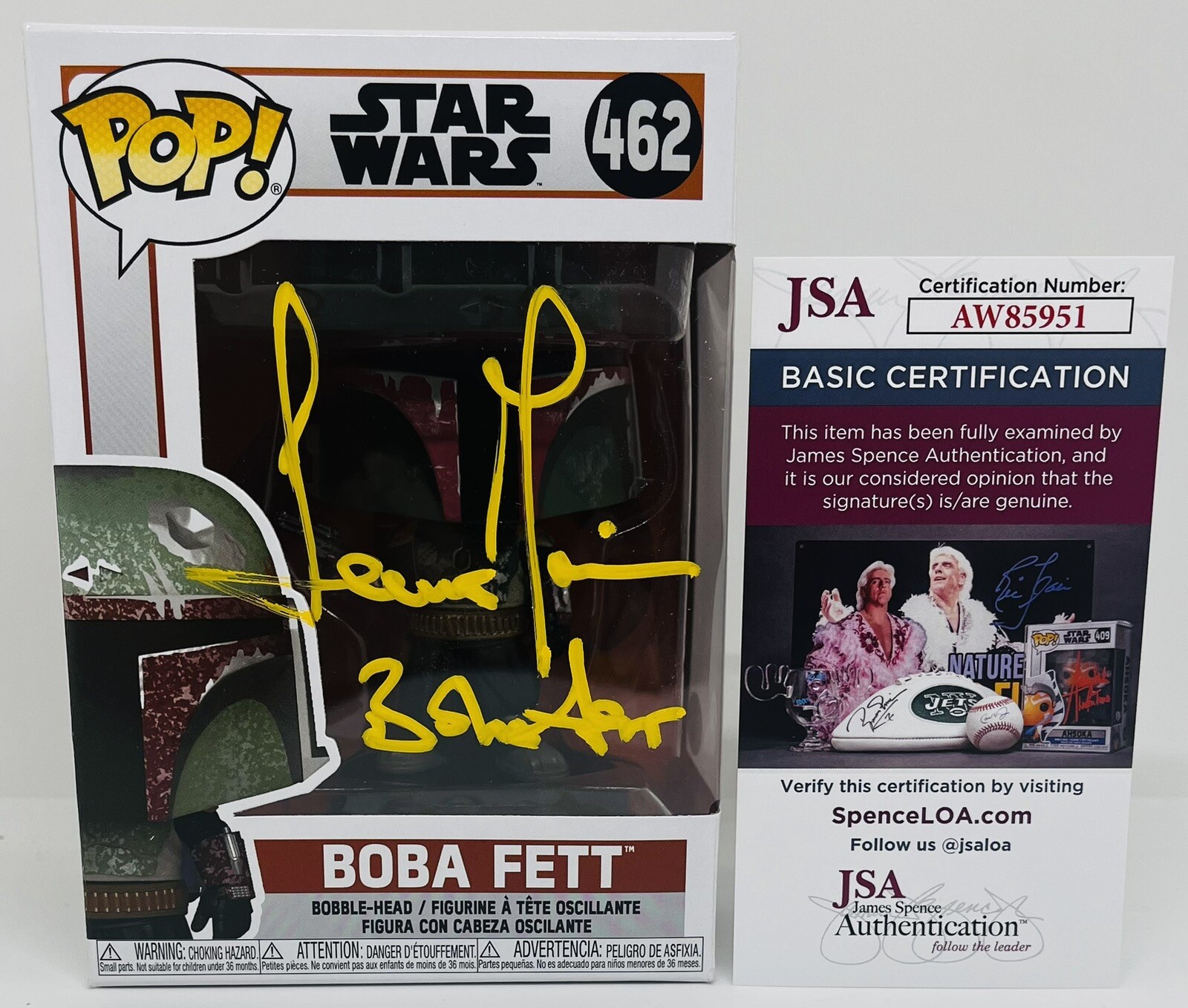 TEMUERA MORRISON SIGNED BOBA FETT POP FUNKO FIGURE STAR WARS JSA COA