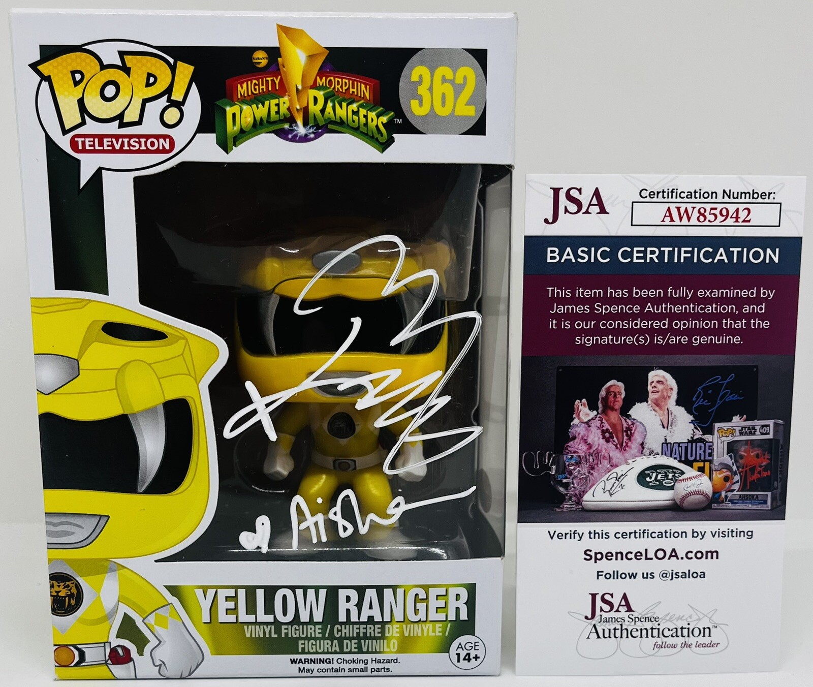 KAREN ASHLEY SIGNED YELLOW RANGER POP FUNKO FIGURE POWER RANGERS AISHA JSA COA