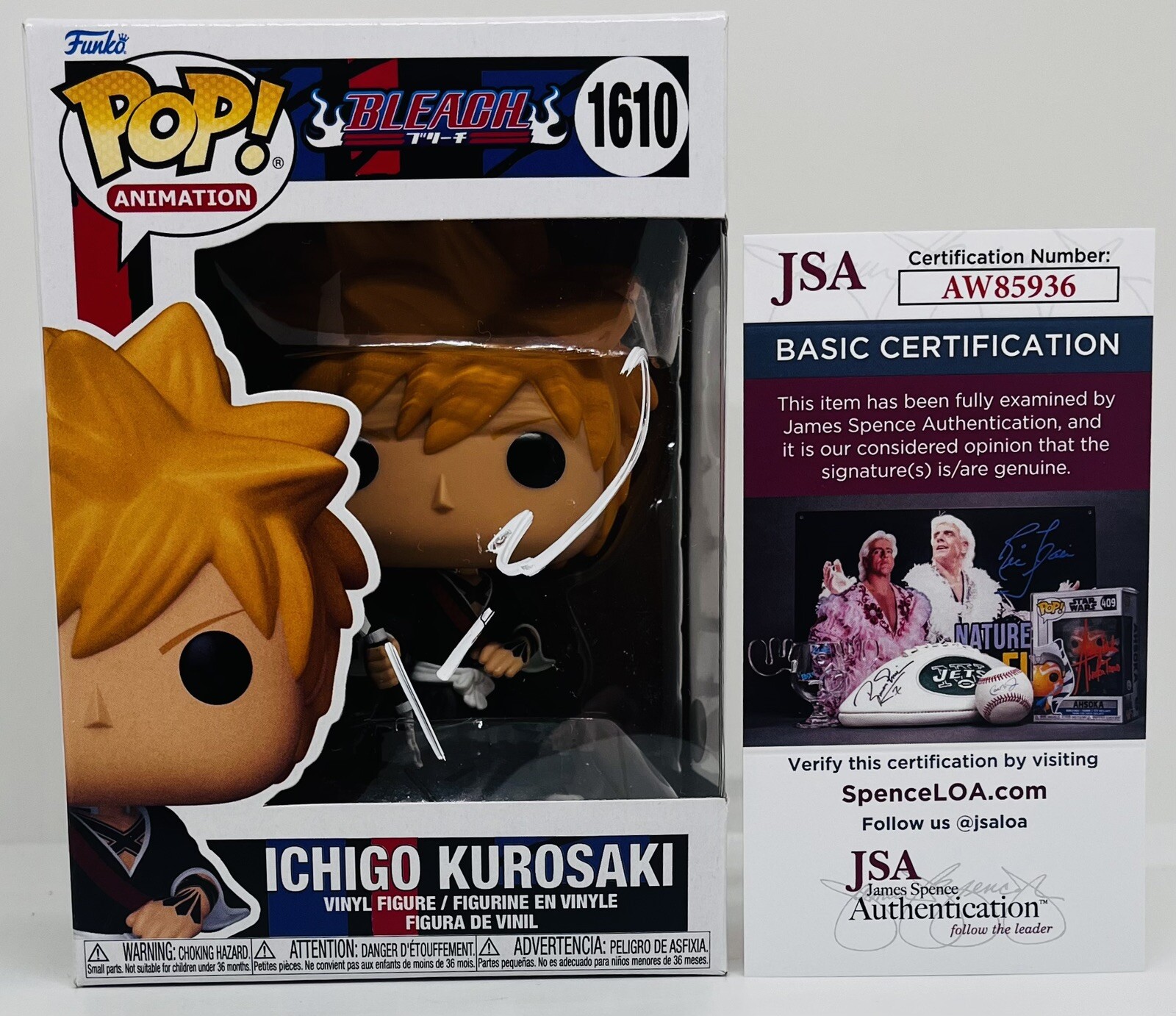 JOHNNY YONG BOSCH SIGNED ICHIGO KUROSAKI POP FUNKO FIGURE BLEACH JSA COA