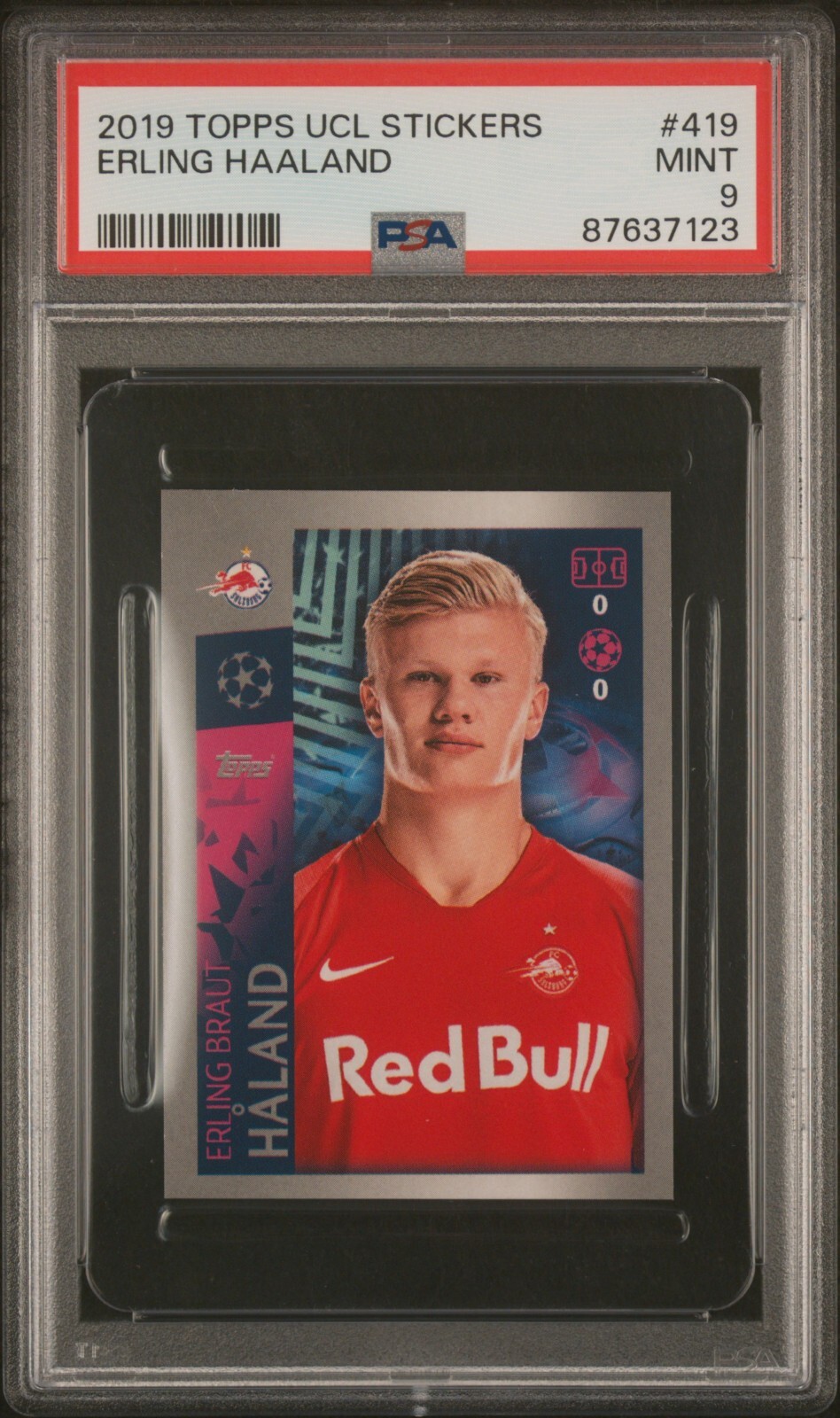 2019 TOPPS UEFA CHAMPIONS LEAGUE STICKERS ERLING HAALAND RC 419 PSA 9
