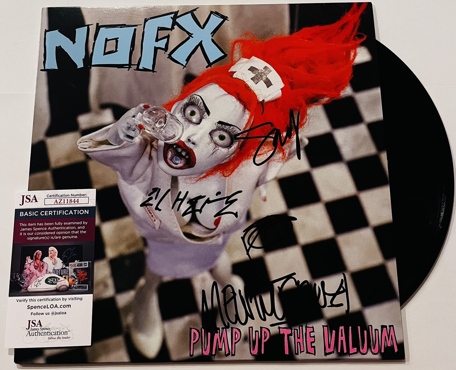 NOFX BAND SIGNED PUMP UP THE VALUUM VINYL RECORD FAT MIKE HEFE SMELLY MELVIN JSA